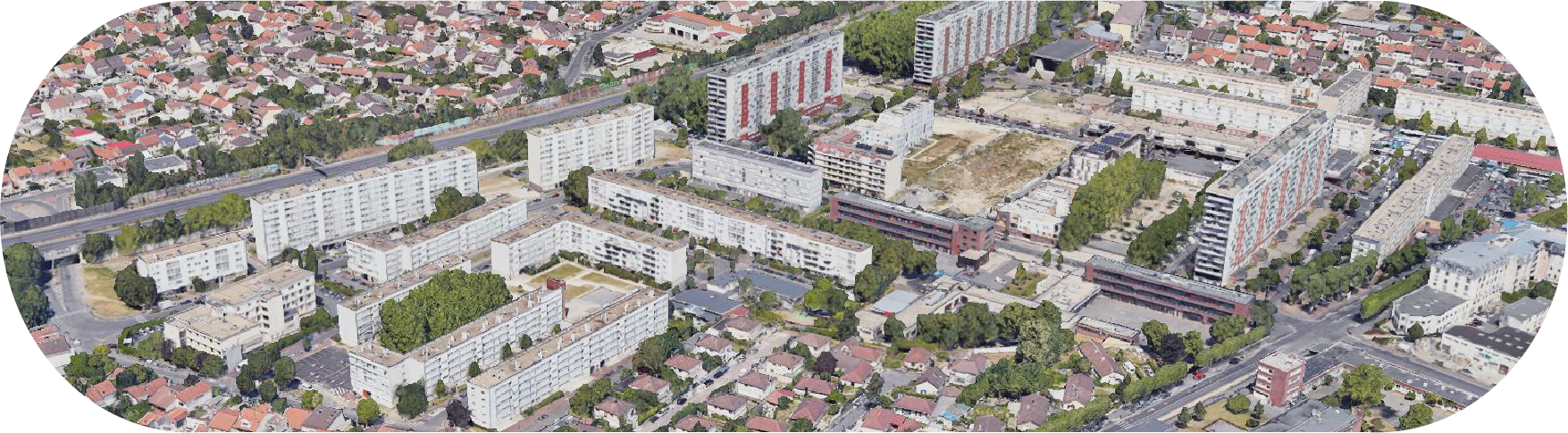 Vue aérienne panoramique de la Noue Caillet