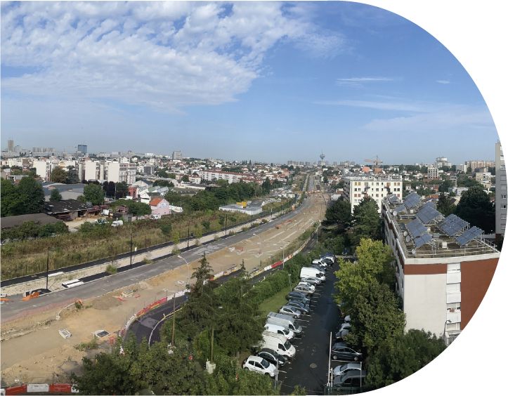 Vue des travaux sur l'axe du tramaway T1