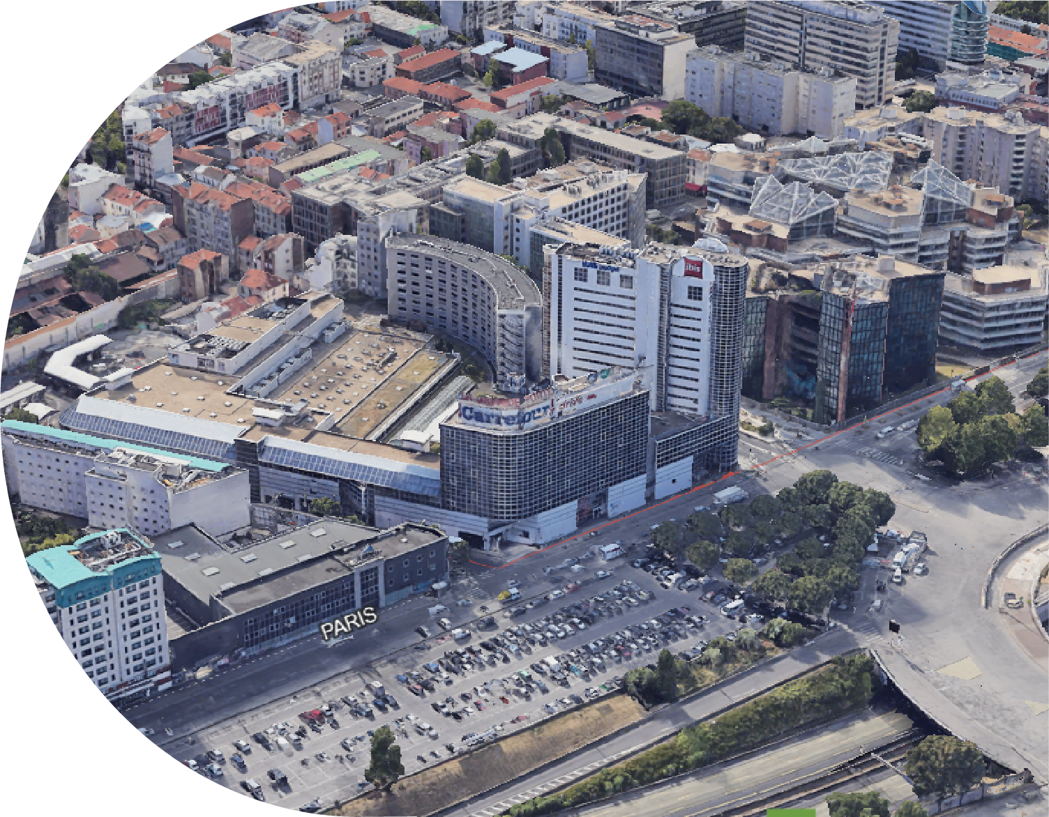 Porte de Montreuil, centre commercial vu de haut